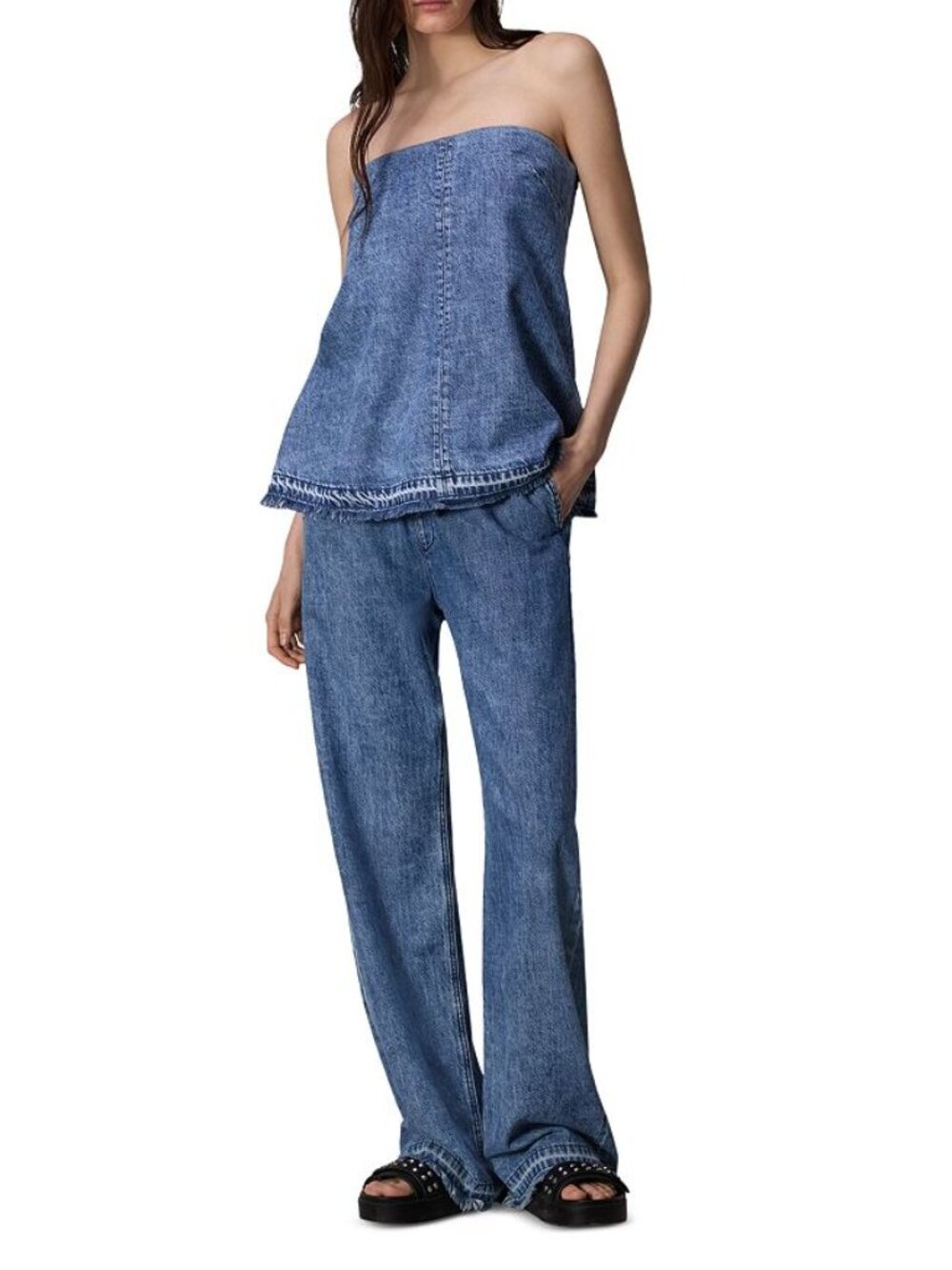 Rag & Bone Ultra Featherweight Strapless Denim Top size S/P